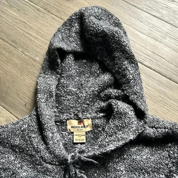 🔥woolrich🔥  | Grey knitted wool blend cardigan with hood Size Small - Picture 9 of 11